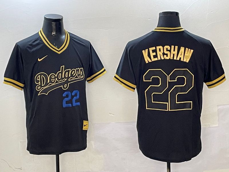 Men Los Angeles Dodgers #22 Kershaw Black Gold Game 2025 Nike MLB Jersey style 32511